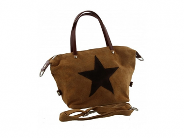 Suede Tas met ster Cognac